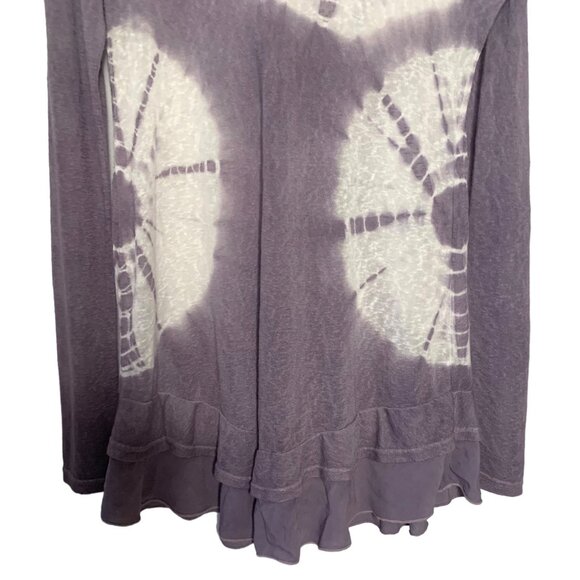 T*PARTY Lavender + White Tie-Dye Sheer Ruffle Hem Long Sleeve Tunic Size Large - Picture 5 of 7